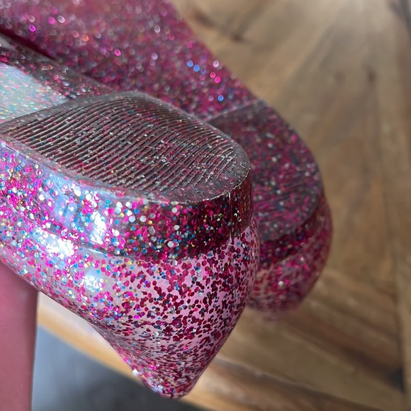 JEFFREY CAMPBELL HAVANA LAST PINK GLITTER JELLY D’ORSAY FLATS.  SIZE 9 - Picture 4 of 10